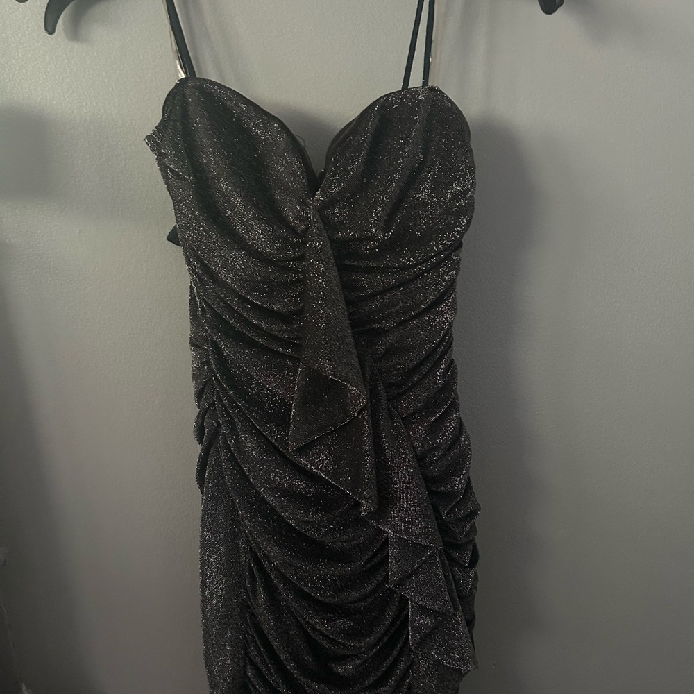 Privy Black Ruched Bodycon Cocktail Dress
